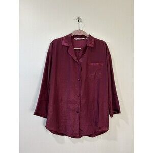 Victorias Secret Women’s Size Small Button Up Burgundy Long Sleeve Sleep Shirt